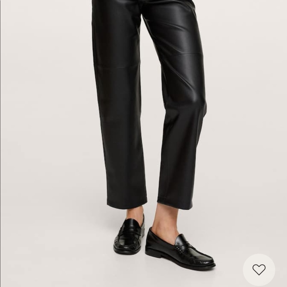 Straight Leg Faux Leather Trousers